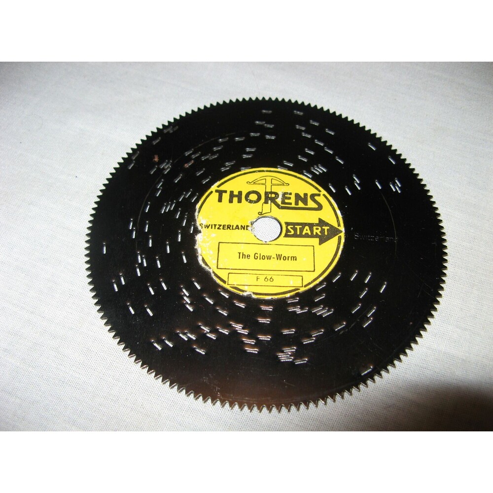Thorens Switzerland Music Box 4.5" Metal Disc The Glow Worm F66